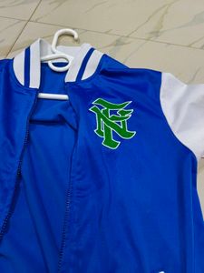 NF Varsity Vibes Jacket – Electric Blue &amp; White |