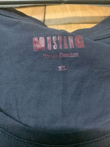 Mustang Blue Casual Wear Tshirt