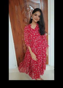 Red floral frock!