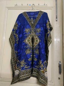 Y2K Blue Patterned Caftan Top