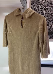 Gold Party Wear Top With Stylish Sleeve
