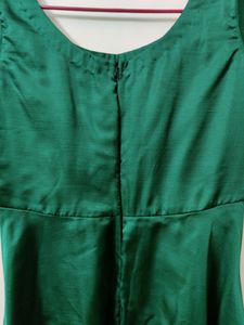 Emerald Green Satin Midi Dress