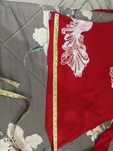 Red Top With Cutwork Patch On Shoulder N Waist