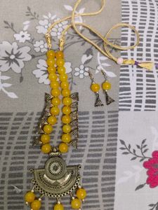 🌼Beautiful Yellow Pearl Necklace Set🌼