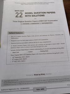 MHTCET 22 Model Question Paper+3year PYQ with Soln