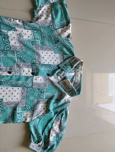 Patterned Turquoise Shirt