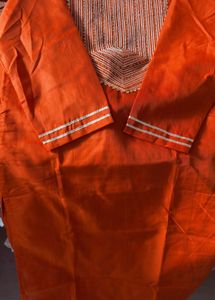 Orange Embroidered Kurta Set