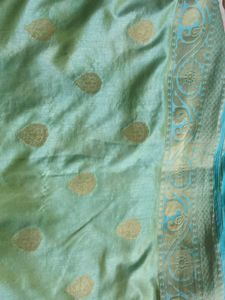 Teal &amp; Gold Patterned Fabric