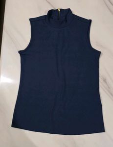 Navy Blue Mock Neck Top