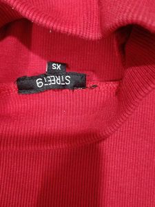Red High Neck Top