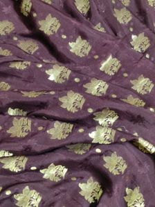 Brown And Red Crepe Silk Saree
