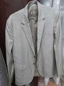 Men's Beige Plaid Blazer