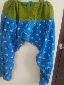 Blue Patterned Casual Pants