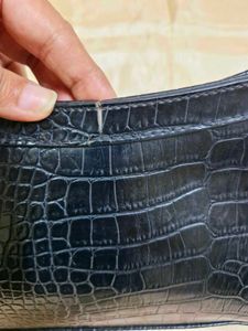 Croc-Textured Shoulder Bag