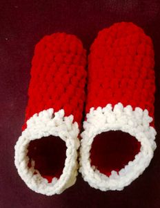 Cozy Red Crochet Slippers