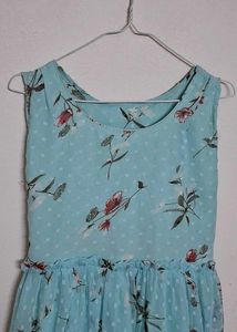 Floral Print Light Blue Dress