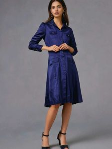 Korean Stylish Blue Shirt Dress