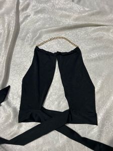 SHEIN  GOLD CHAIN HALTER TIE UP CROP TOP