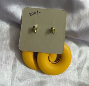 Swastik Yellow &amp; Gold Earrings