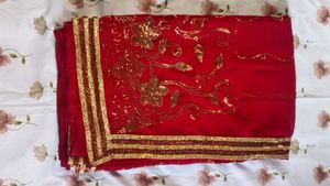 Red & Gold Sequin Saree