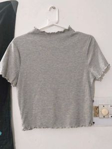 Grey Turtle Neck Top