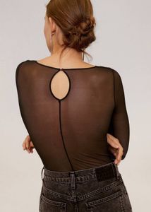 Mango Black Mesh Bodysuit