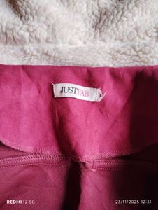 Burgundy Faux Suede Moto Jacket