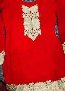 Red Embellished Fabric