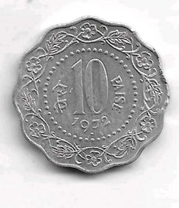1972 India 10 Paise Coin