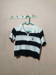 Polo Striped Crop Top