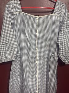 Gingham Button-Front Midi Dress