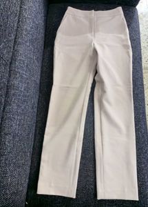 Beige Straight Leg Trousers