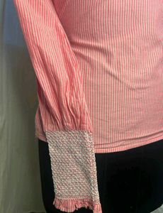 Korean Striped Long Sleeve Blouse