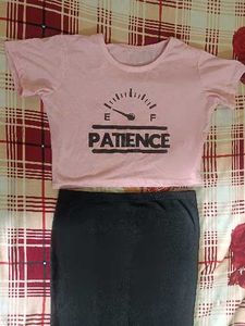 pink cute top Black Slit Maxi Skirt