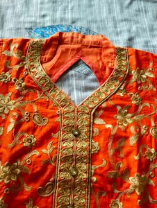 Orange Stitch Kurti