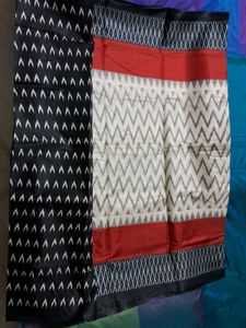 Brand New Black and White Ikat Saree