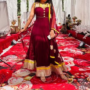 Elegant Maroon Anarkali Suit