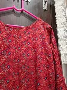 Red Printed Naira Kurta