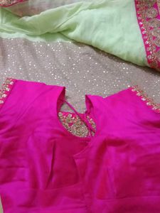 Partywear Green Sequence Saree