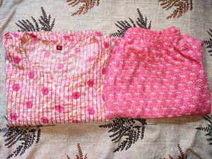 Pink Floral Print Pajama Set - XL