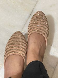 Peach-Gold Ballerina Flats