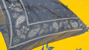 Navy Blue Printed Scarf