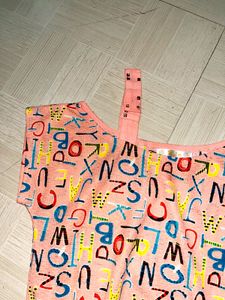 Alphabet Print Cold Shoulder Top