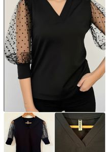 Combo Of Floral Print Top, One Jeans And Black Top