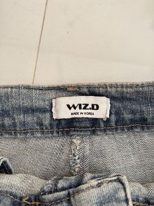 Denim Mini Skirt with Slit