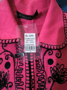 Pink Embellished Knit Jacket with jip sell size is