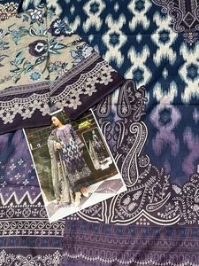 Pakistani Printed Ikat Paisley Unstitched Fabric