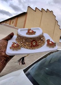 Elegant Red & Gold Jewelry Set