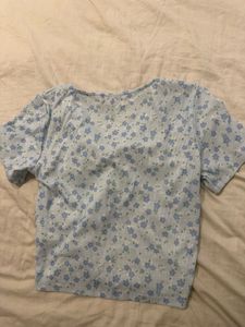 Light Blue Floral Crop Top