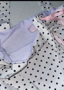 Polka Dot Tote Bag with Ribbon